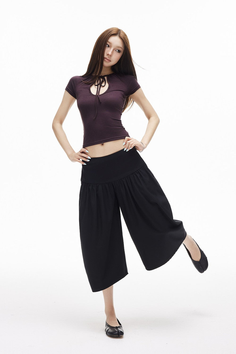 Draped Barrel Crop Pants