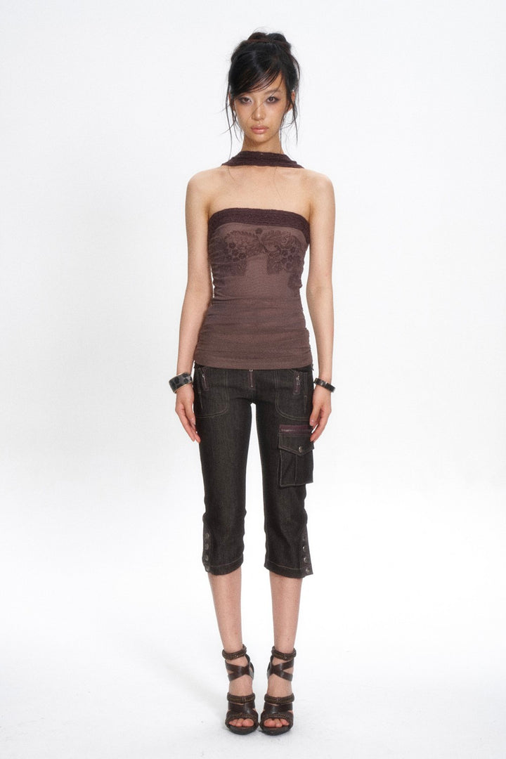 Crochet Trim Mesh Top