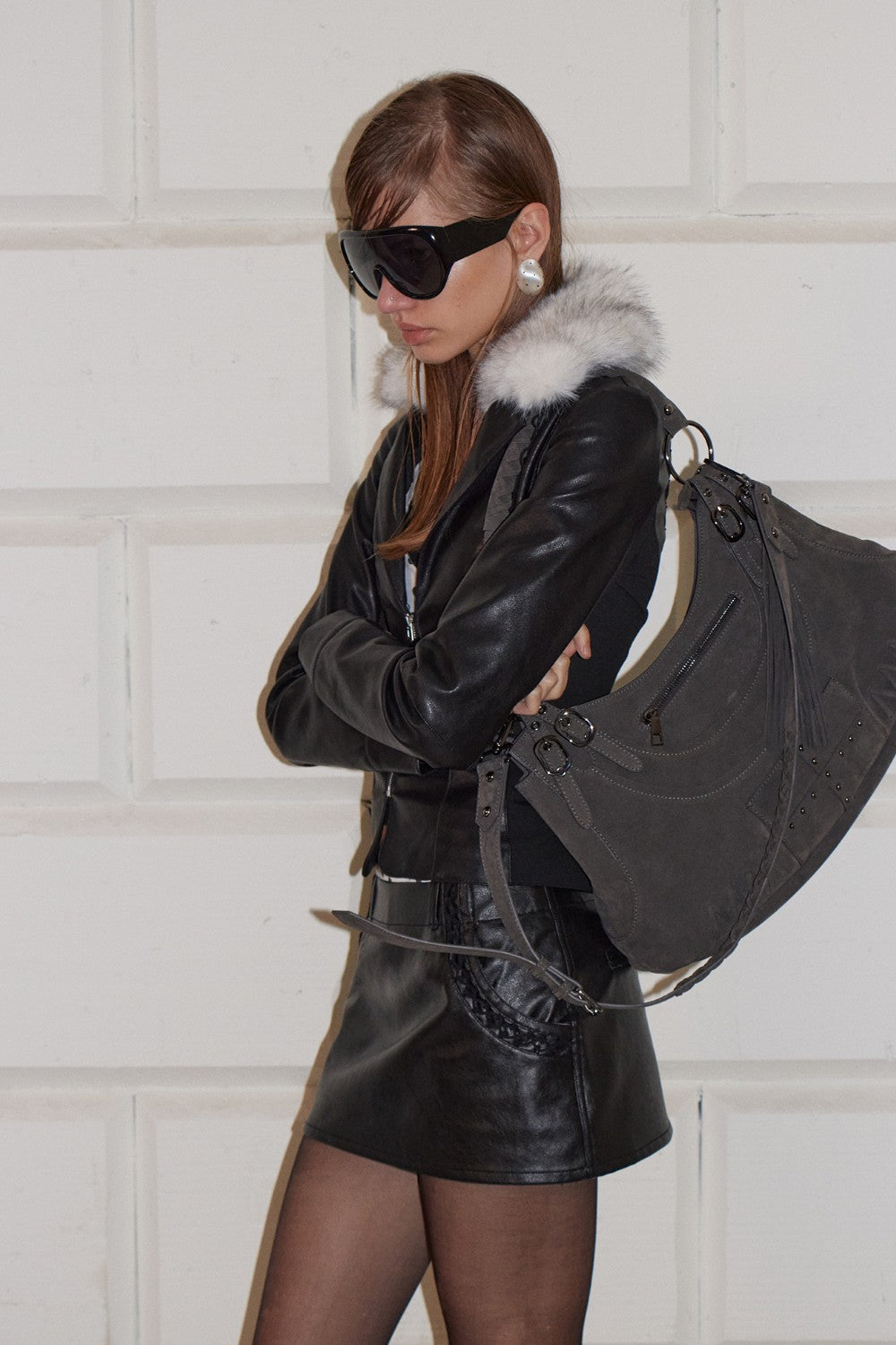 Lena Lace-Up Leather Skirt