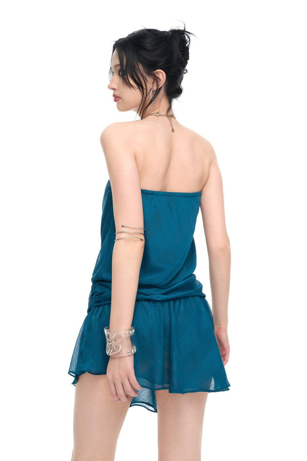 Sapphire Drape Tube Dress