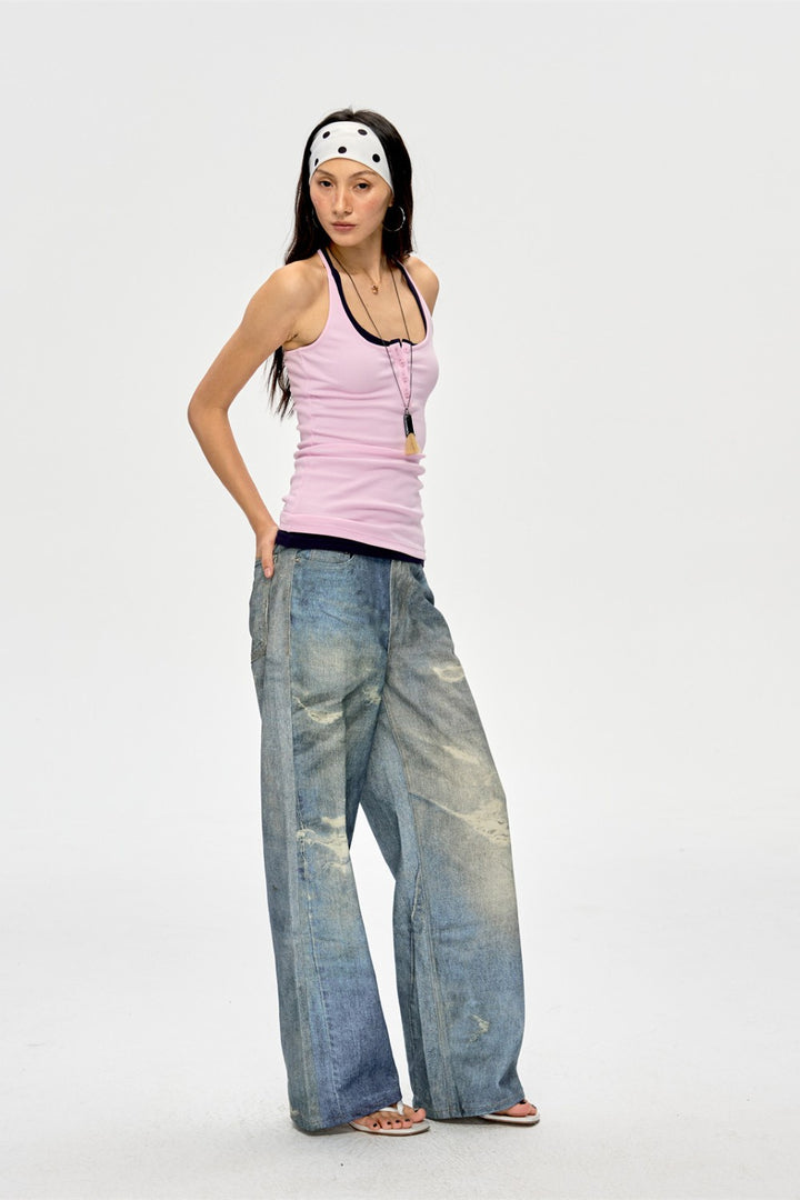 Retro Faded Blue Baggy Jeans