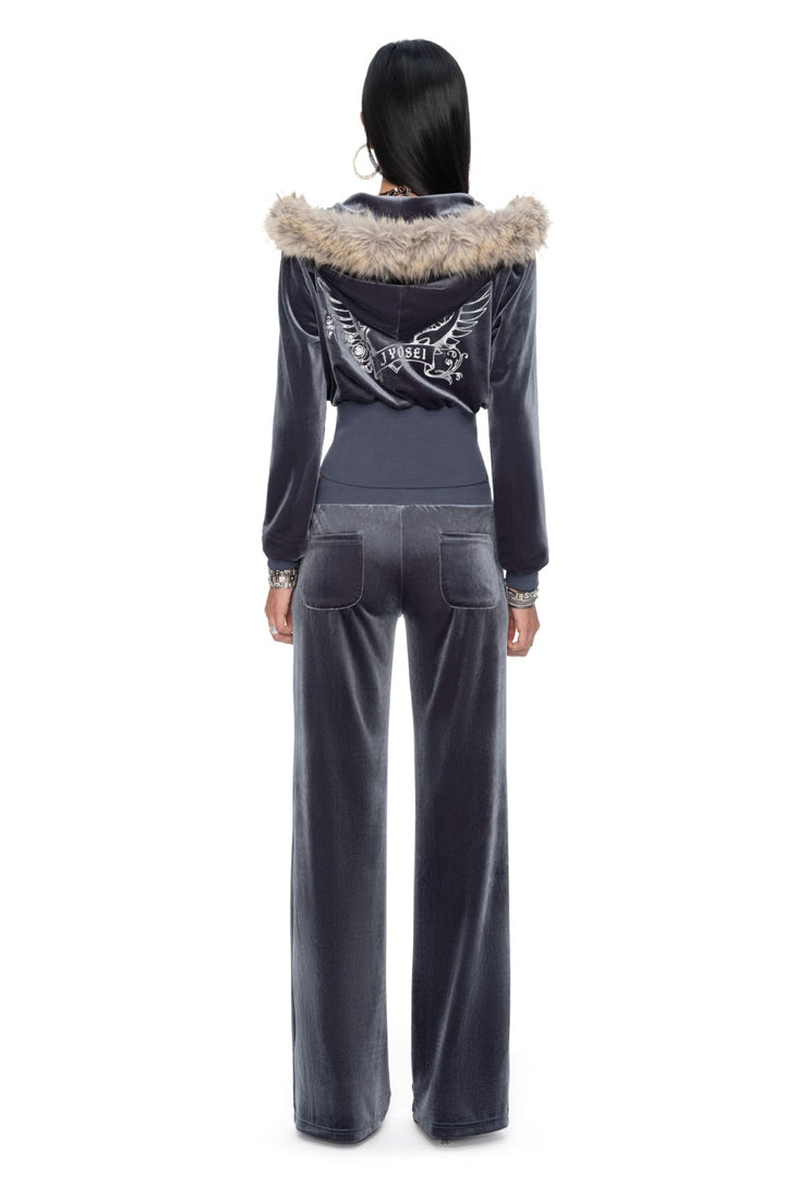 Elsa Fur-Trim Velvet Jacket