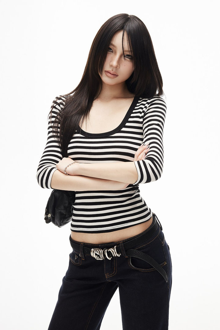 Amélie Black Stripe Top