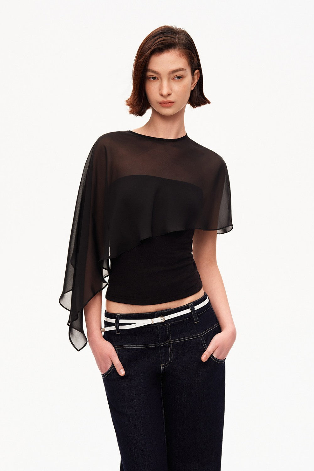 Mila Mesh Cape Top