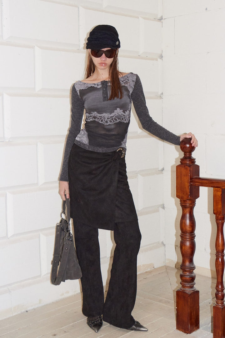 Reversible Grid Henley Shirt