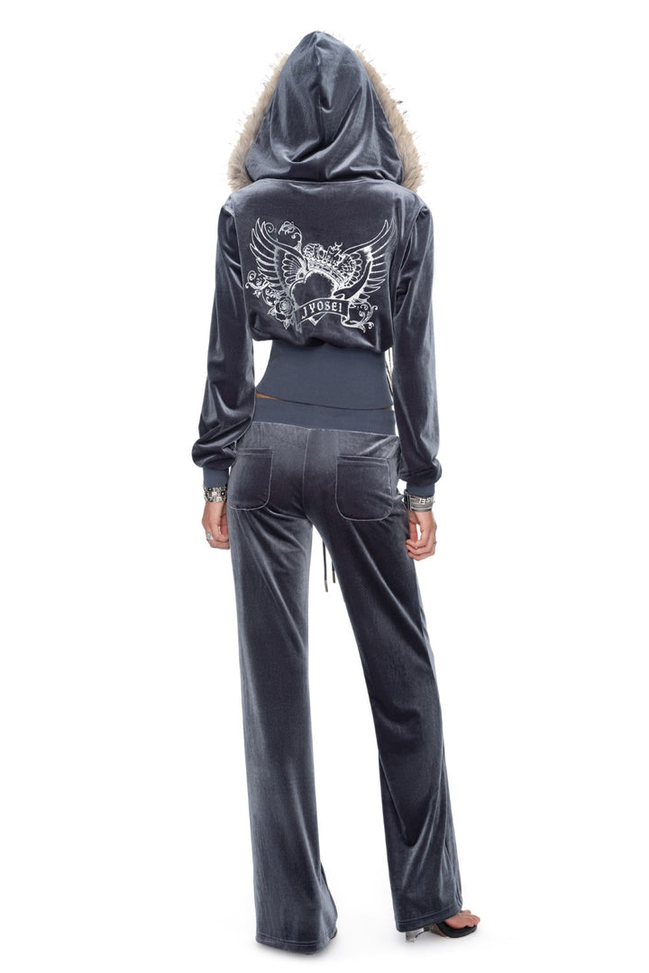 Elsa Low-Rise Velvet Sweatpants
