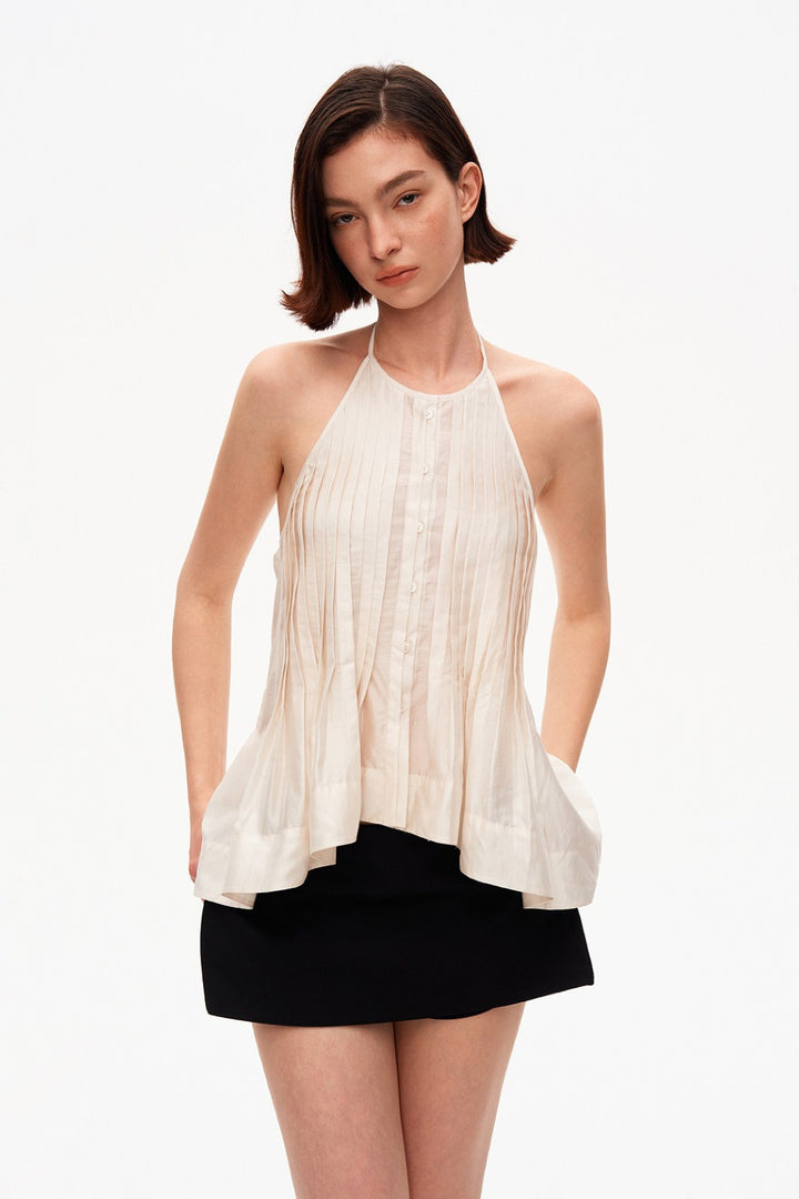 Pleated Chiffon Halter Top