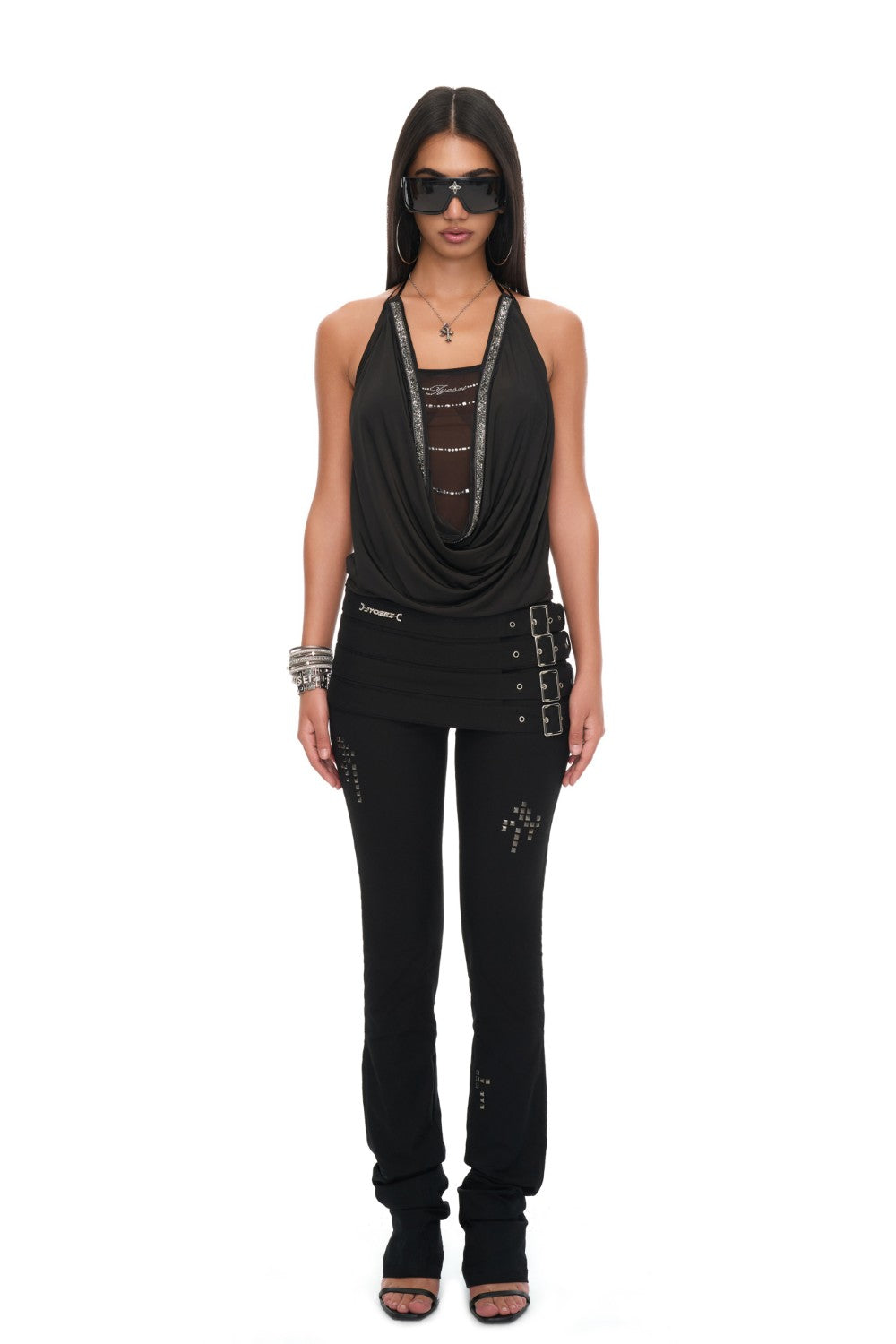Draped Sheer Halter Top