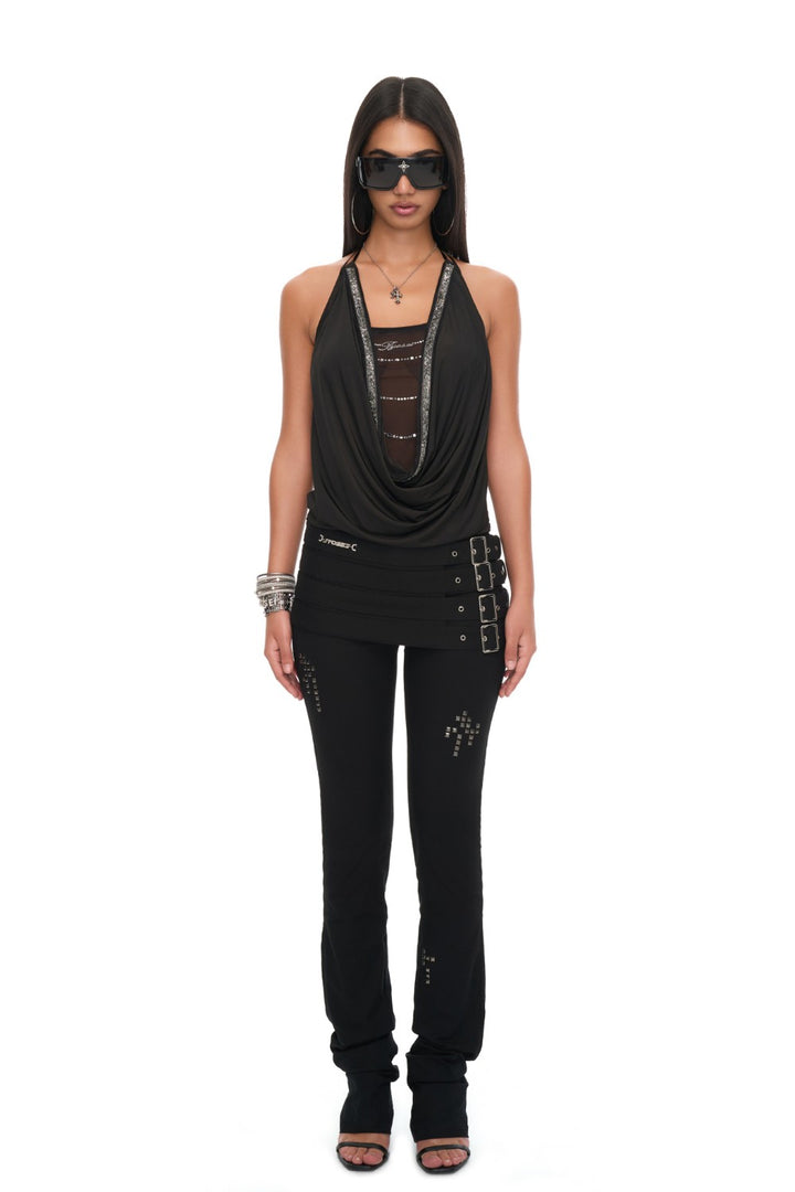 Draped Sheer Halter Top