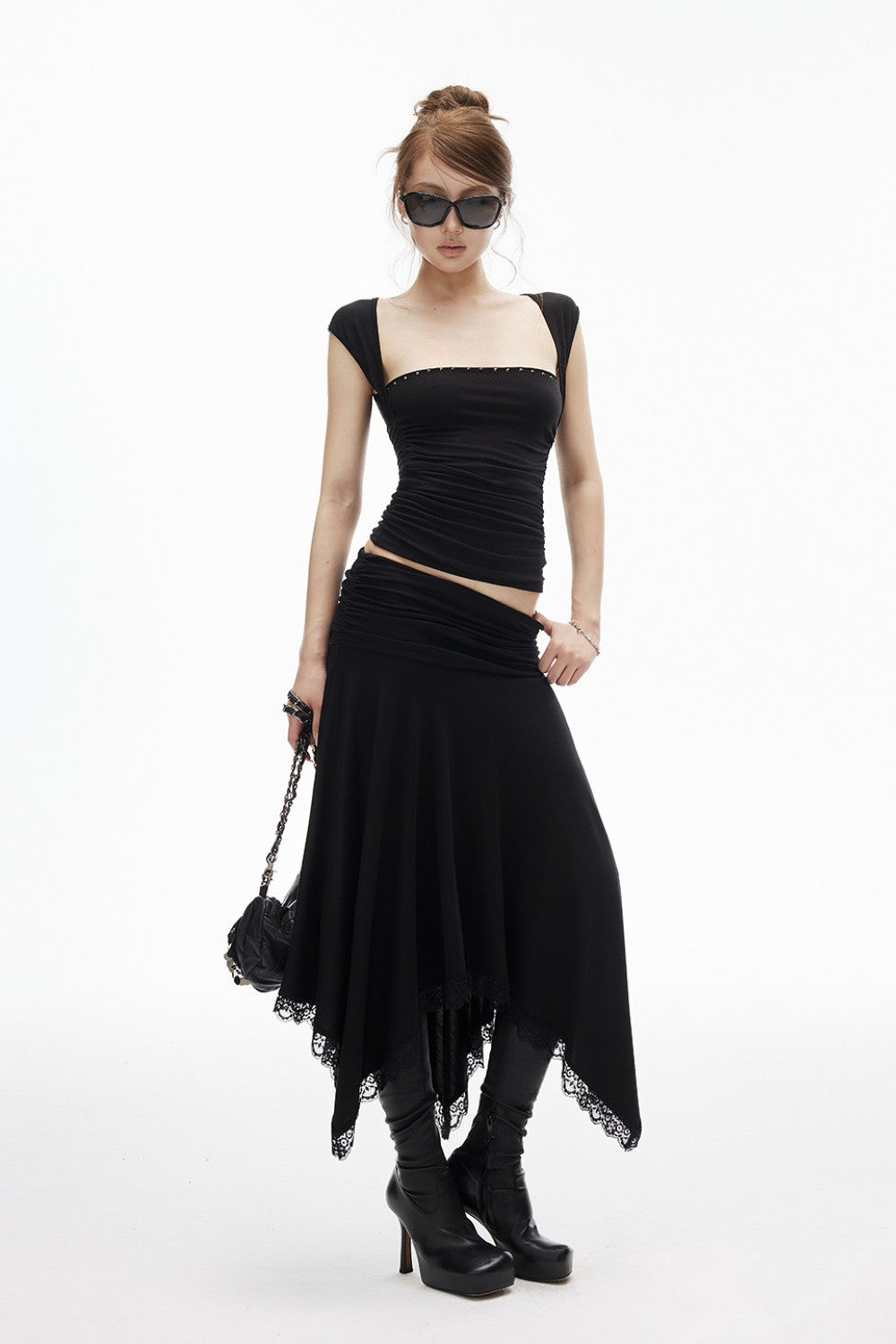 Aria Rivet Ruched Top