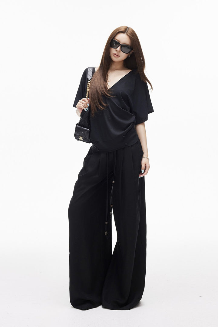 Linen Beaded Drawstring Pants