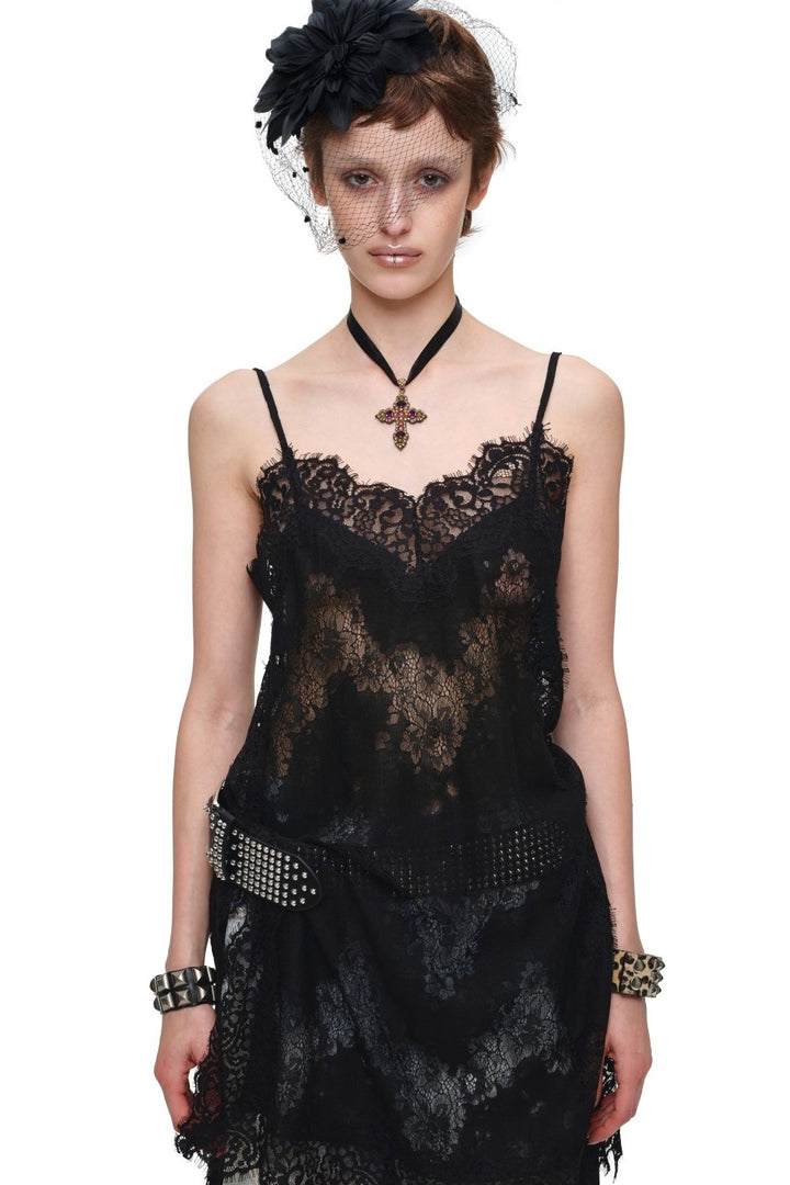 Midnight Lace Slip Dress