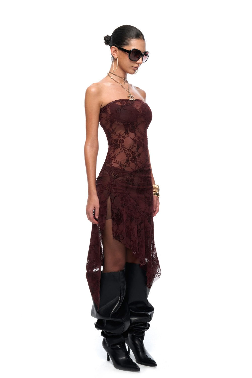 Rouge Lace Strapless Dress