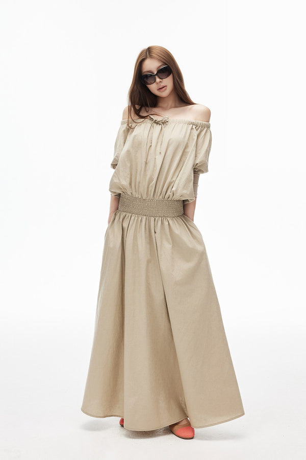 Smocked Off-Shoulder Bardot Dress