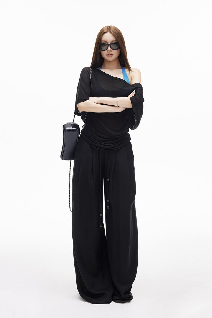 Linen Beaded Drawstring Pants