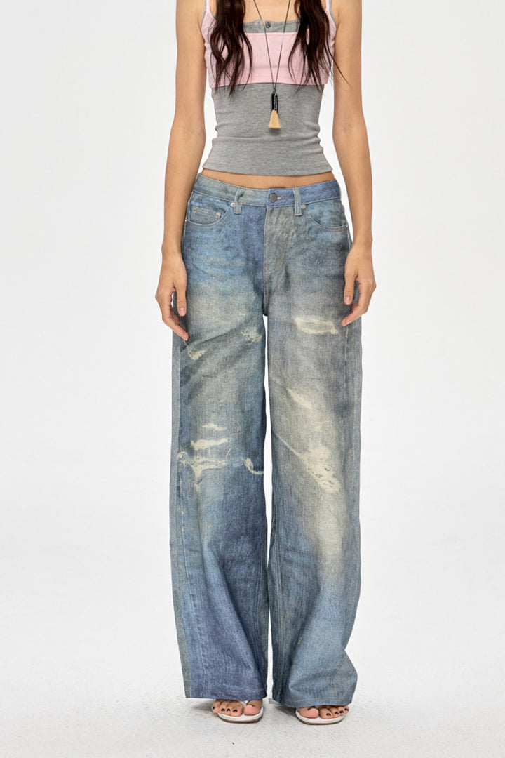 Retro Faded Blue Baggy Jeans