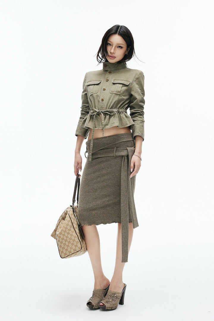Cropped Utility Peplum Jacket