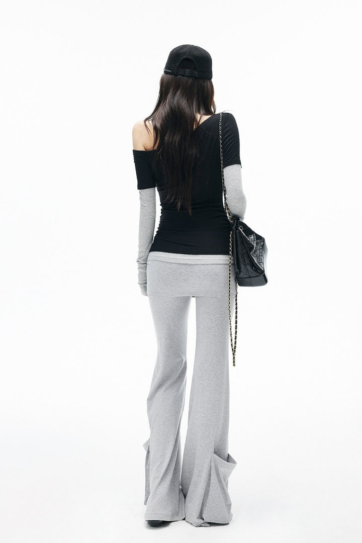 Contrast Off-Shoulder Layered Top