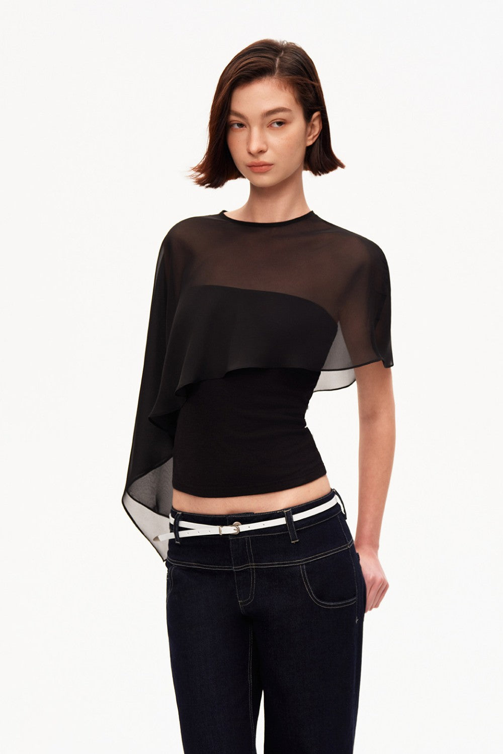 Mila Mesh Cape Top