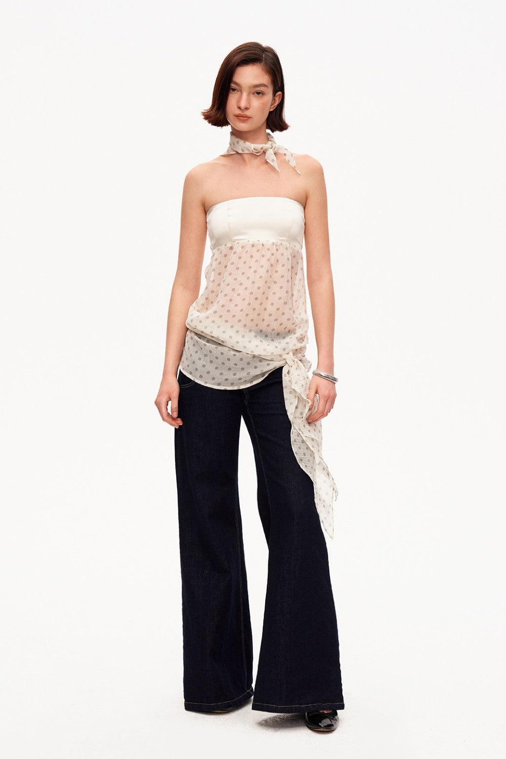 Mina Polka Mesh Tube Top