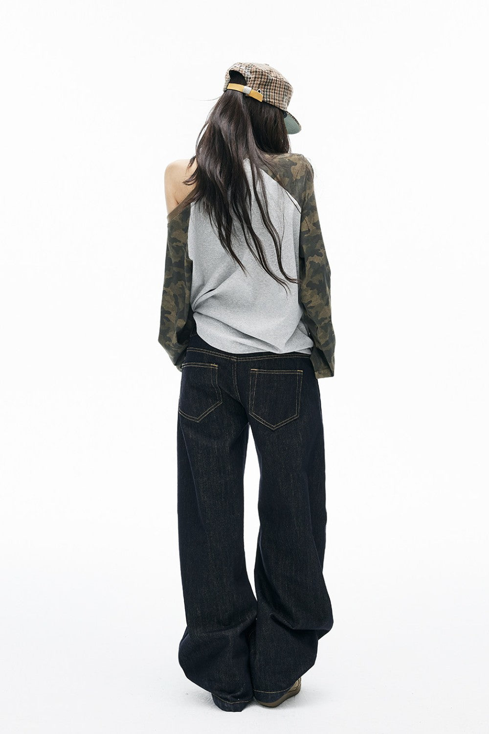 Off-Shoulder Camo Raglan Tee