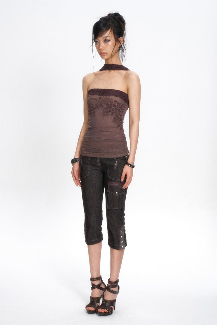 Crochet Trim Mesh Top