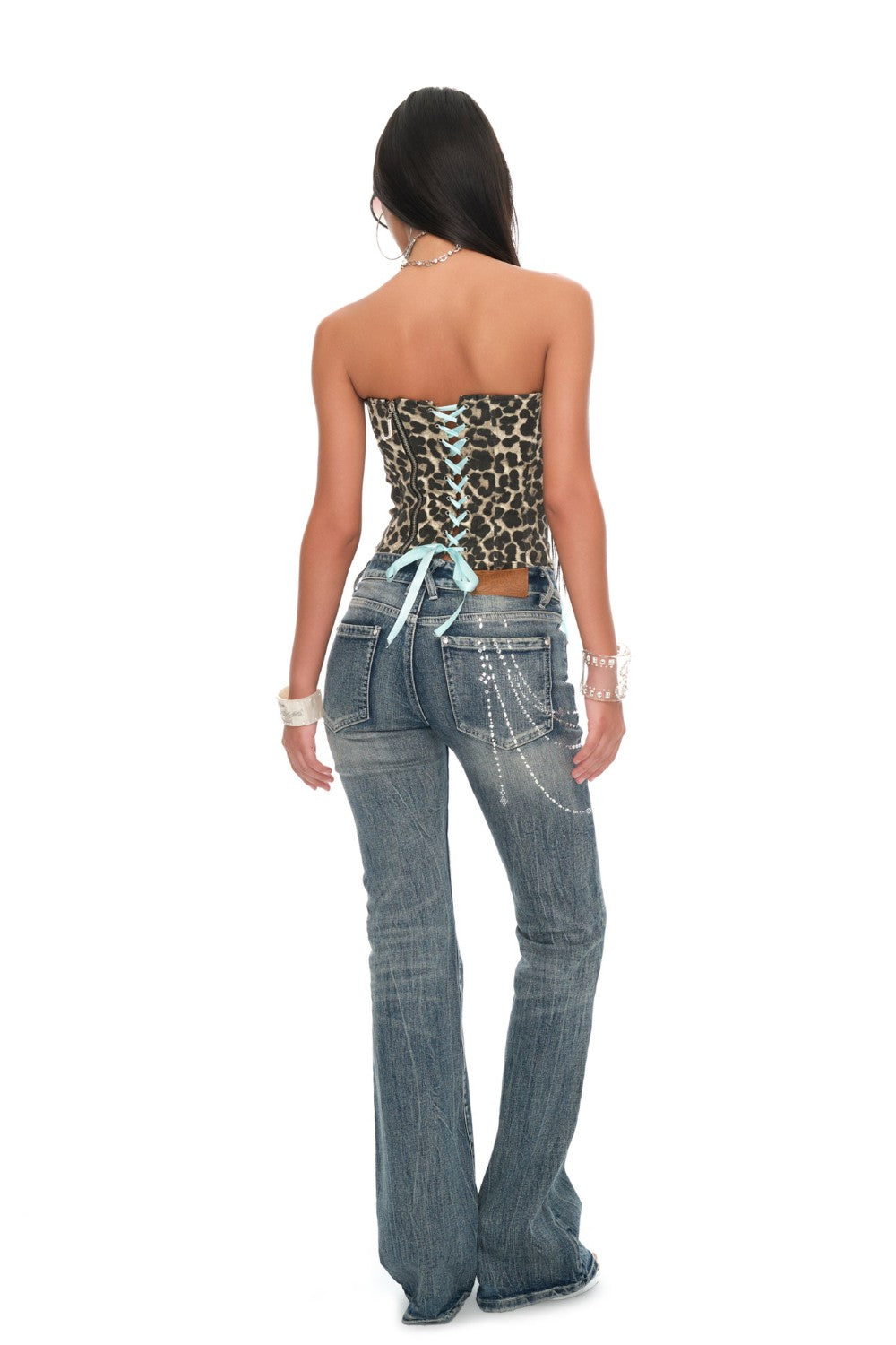 Leopard Lace Ribbon Corset