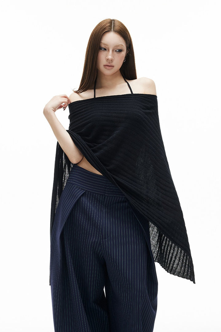Kaia Off-Shoulder Draped Poncho
