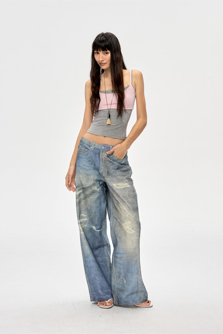 Retro Faded Blue Baggy Jeans