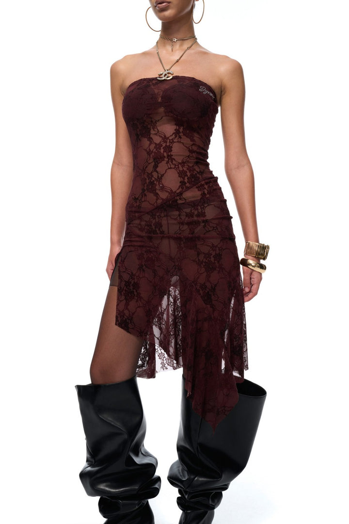 Rouge Lace Strapless Dress