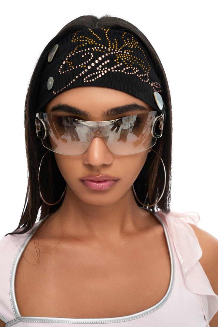 Shell Button Rhinestone Headband