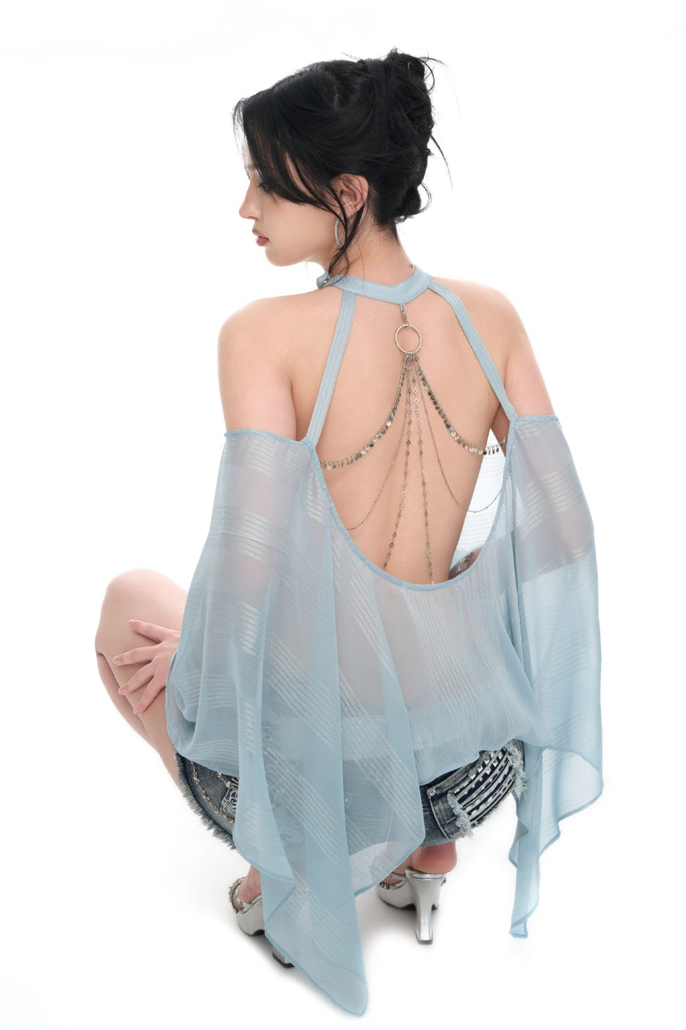 Aurora Draped Sheer Top