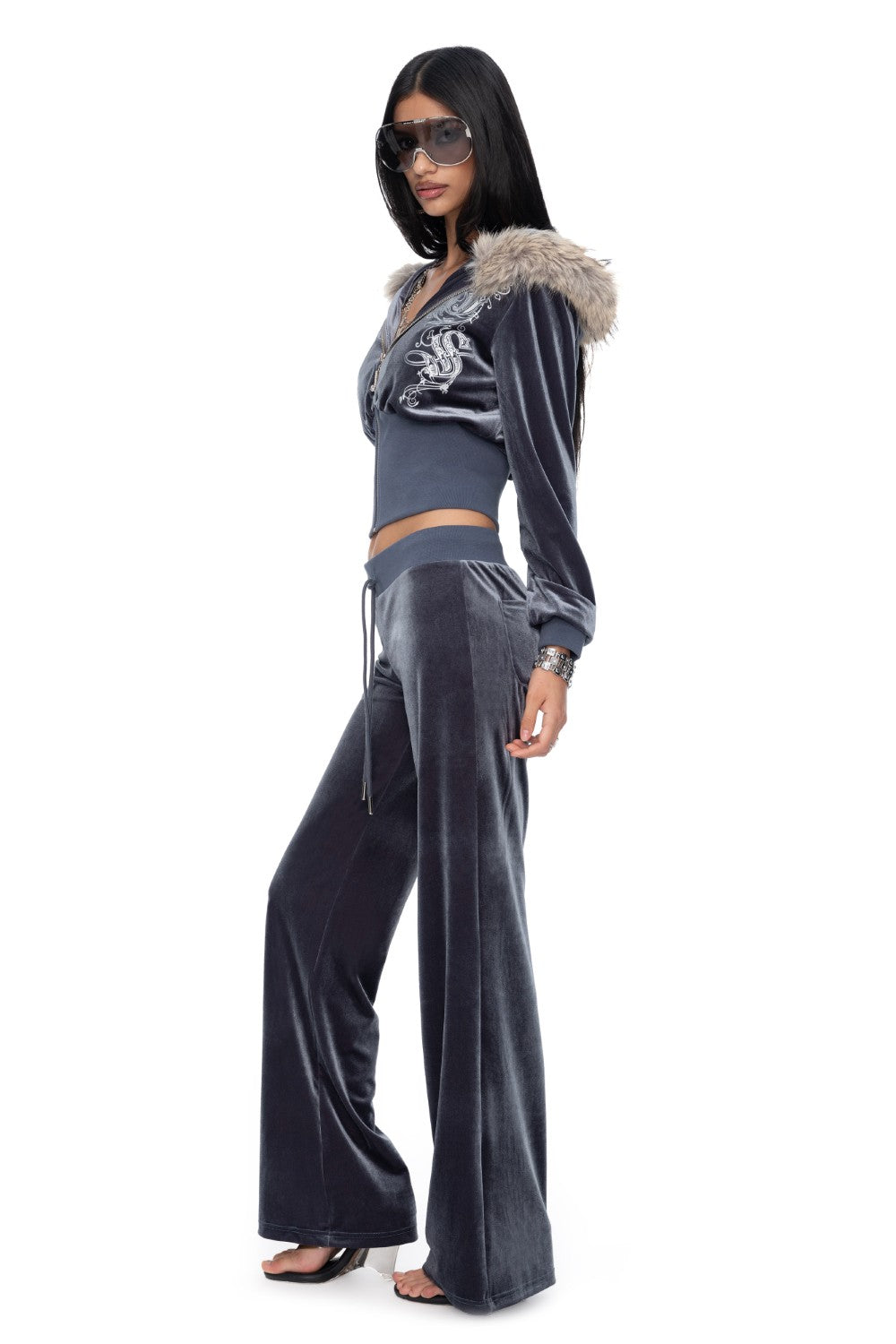 Elsa Fur-Trim Velvet Jacket