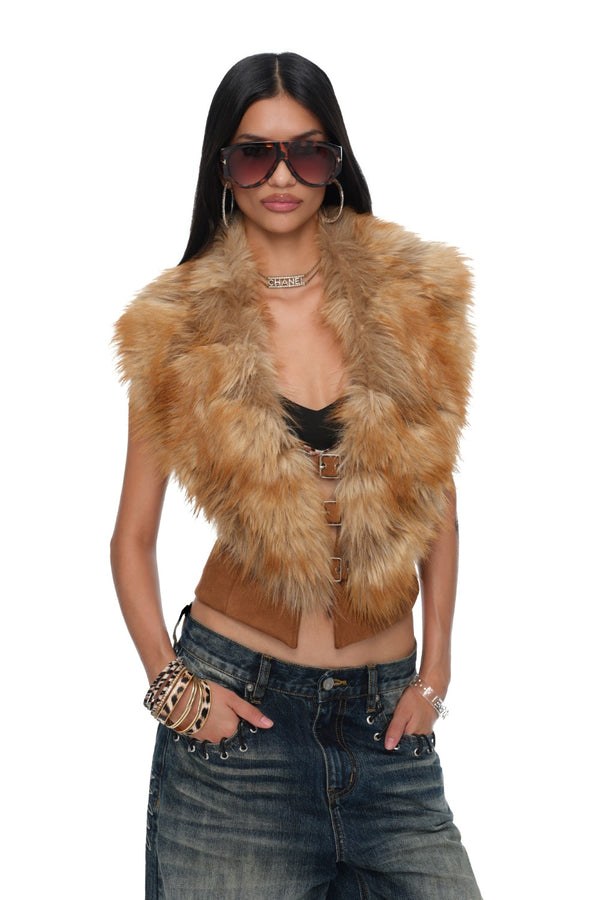 Bianca Open-Back Fur Gilet