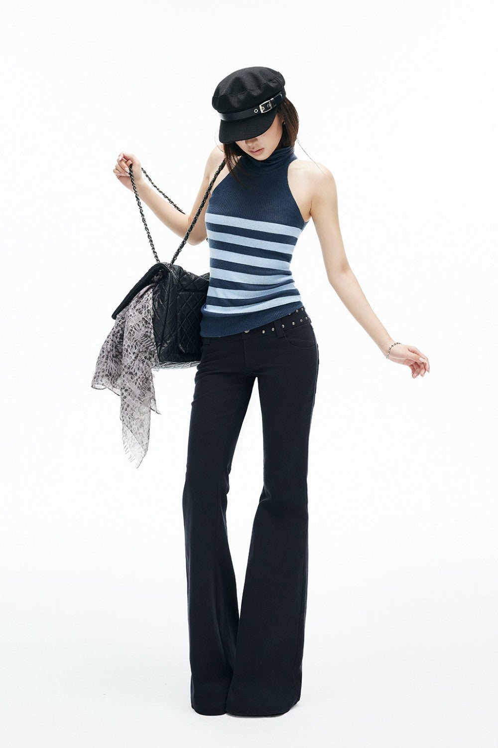 Cleo Striped Turtleneck Top