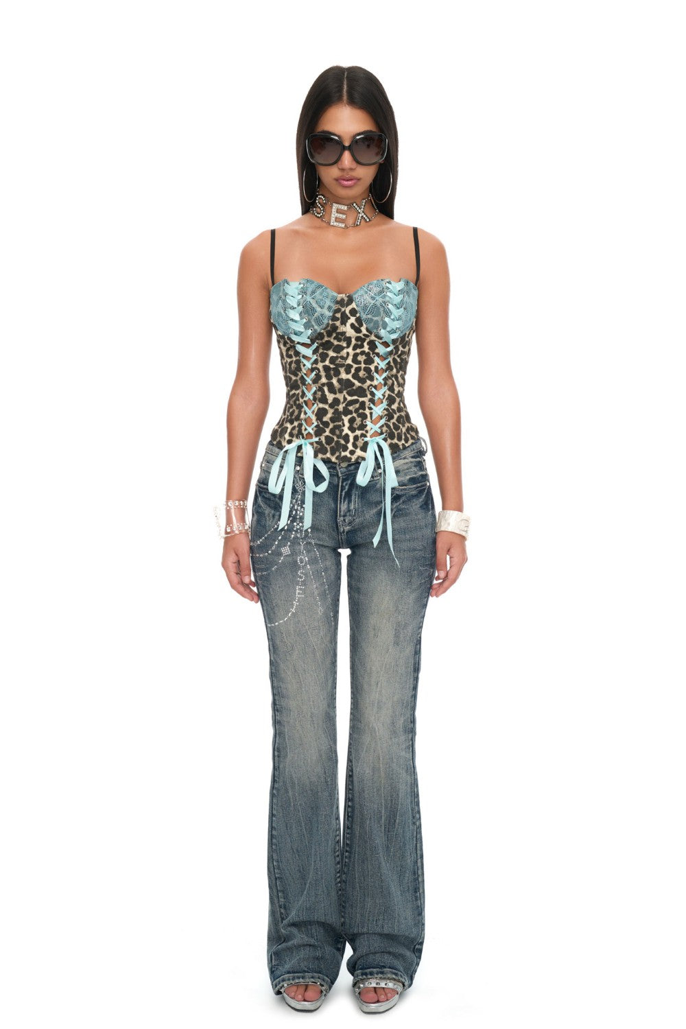 Leopard Lace Ribbon Corset
