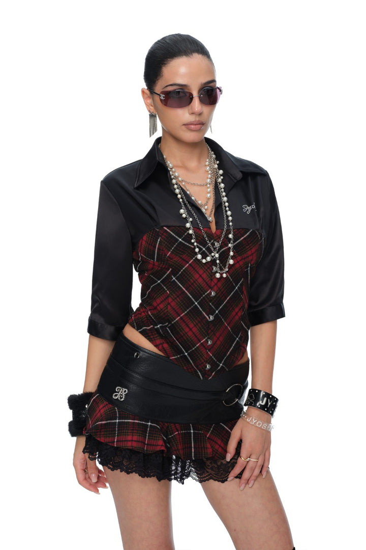 Scarlet Cinched Plaid Shirt