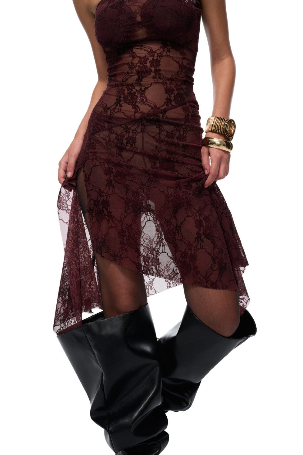 Rouge Lace Strapless Dress