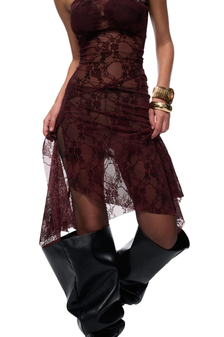 Rouge Lace Strapless Dress