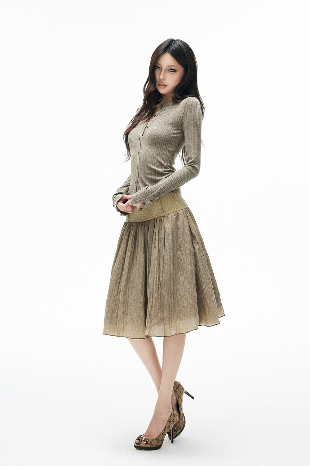 Sage Reverie Pleated Skirt