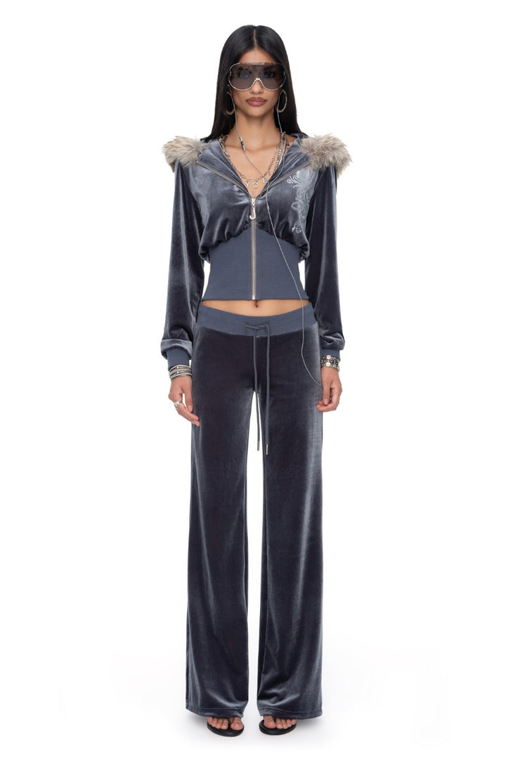 Elsa Low-Rise Velvet Sweatpants
