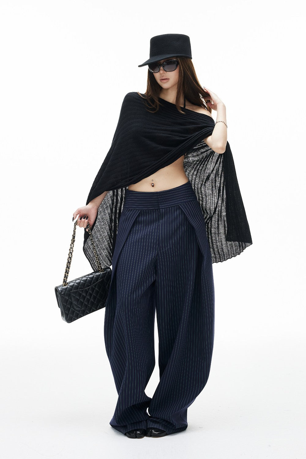 Kaia Off-Shoulder Draped Poncho