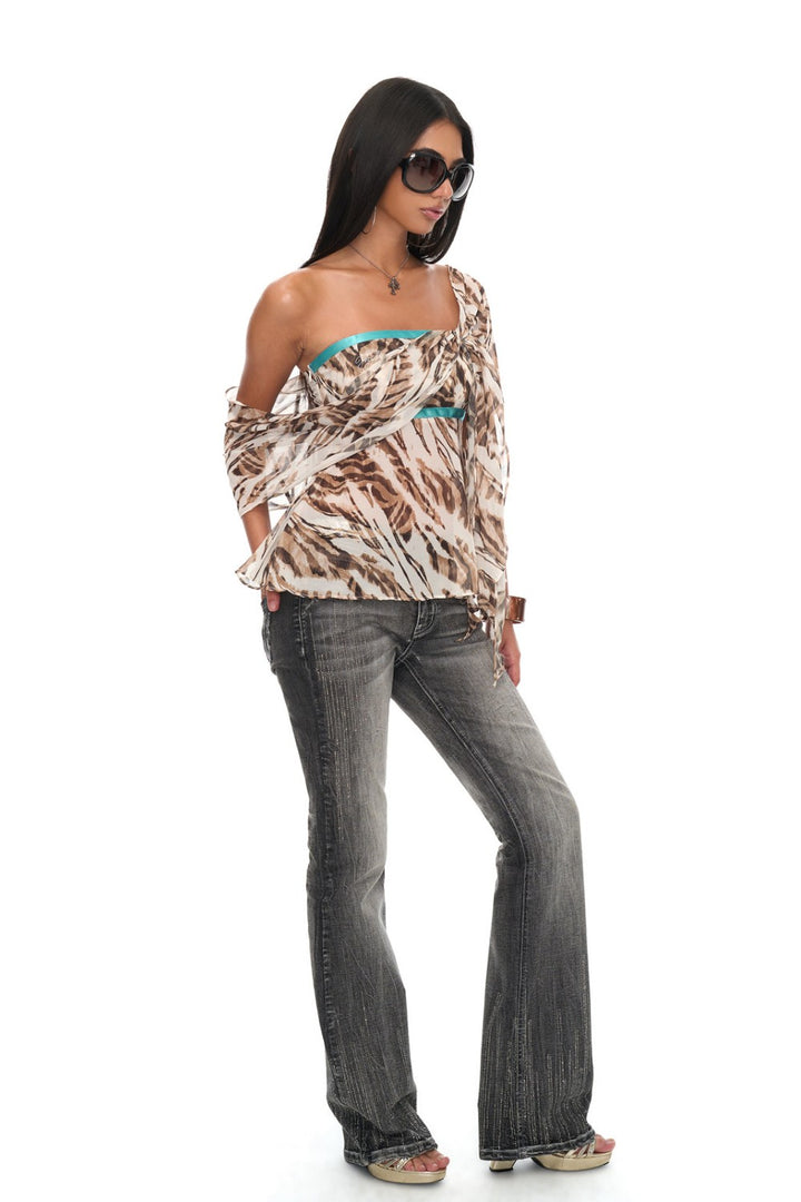 Tiger Chiffon Drape Top