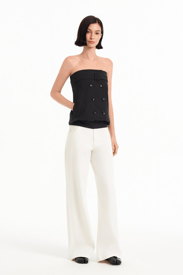 Belted Double Button Top