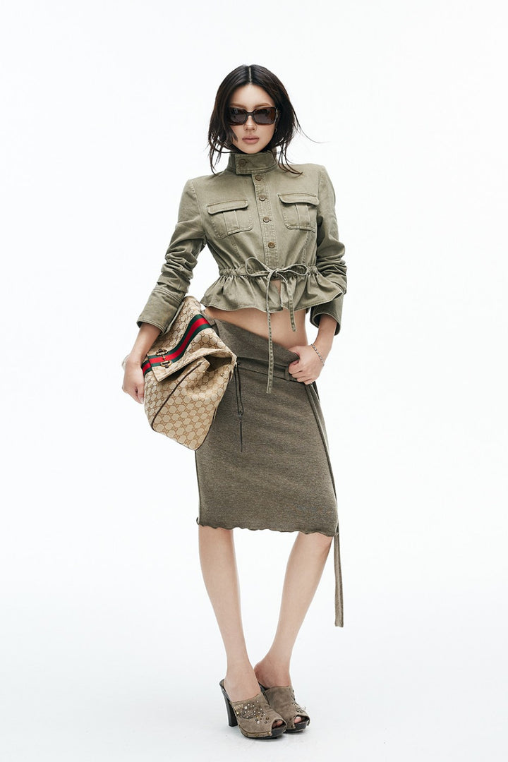 Cropped Utility Peplum Jacket