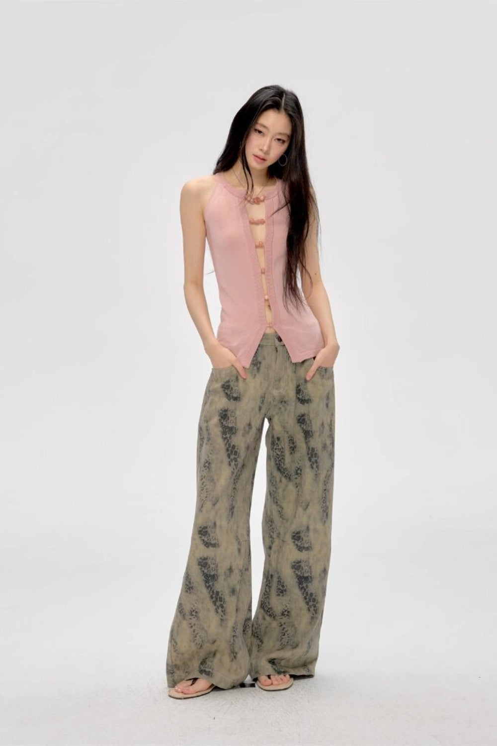 Beaded Cutout Knit Top