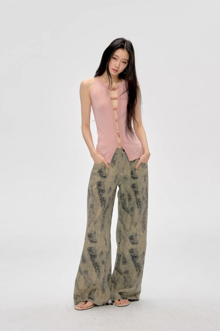 Beaded Cutout Knit Top