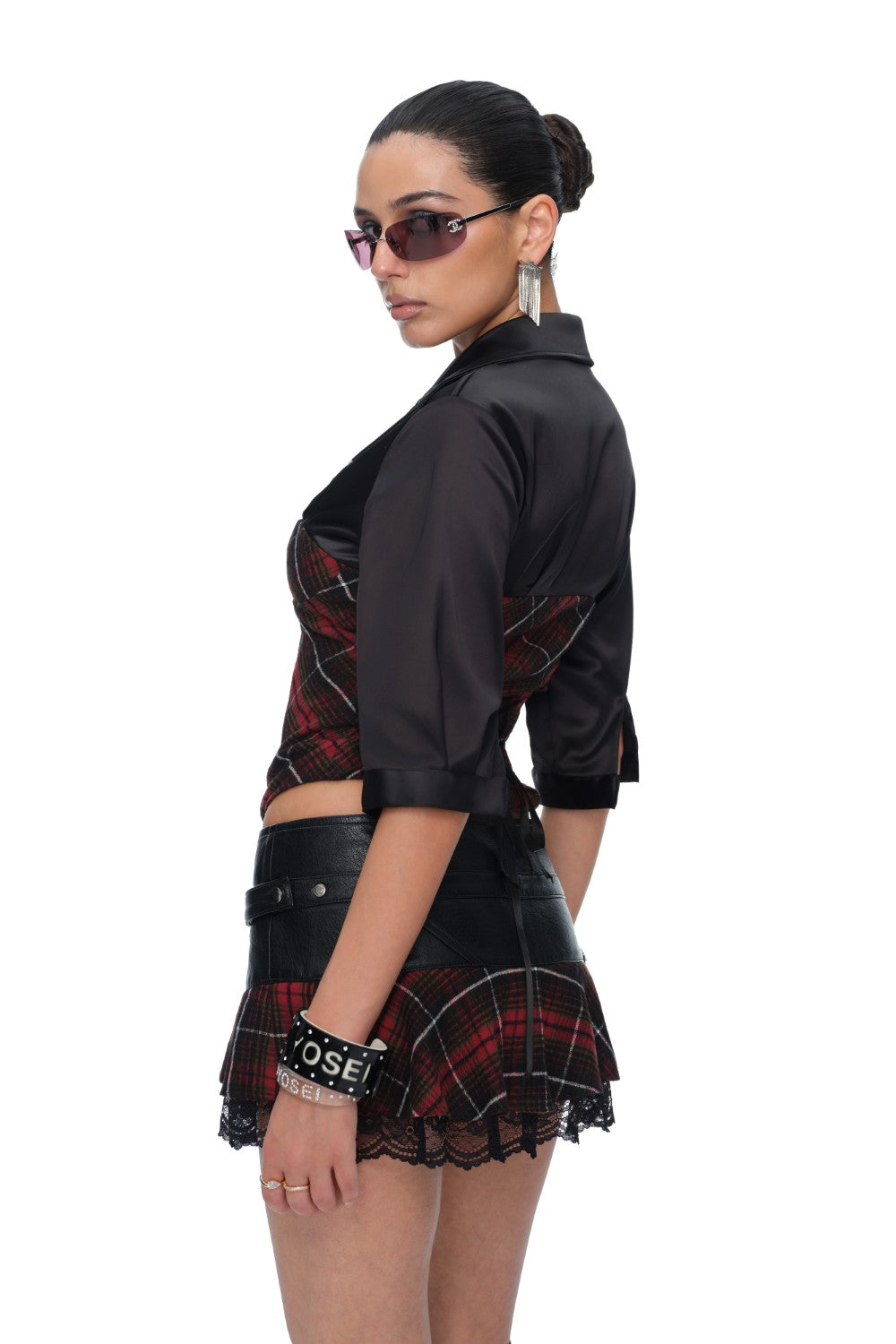 Scarlet Cinched Plaid Shirt