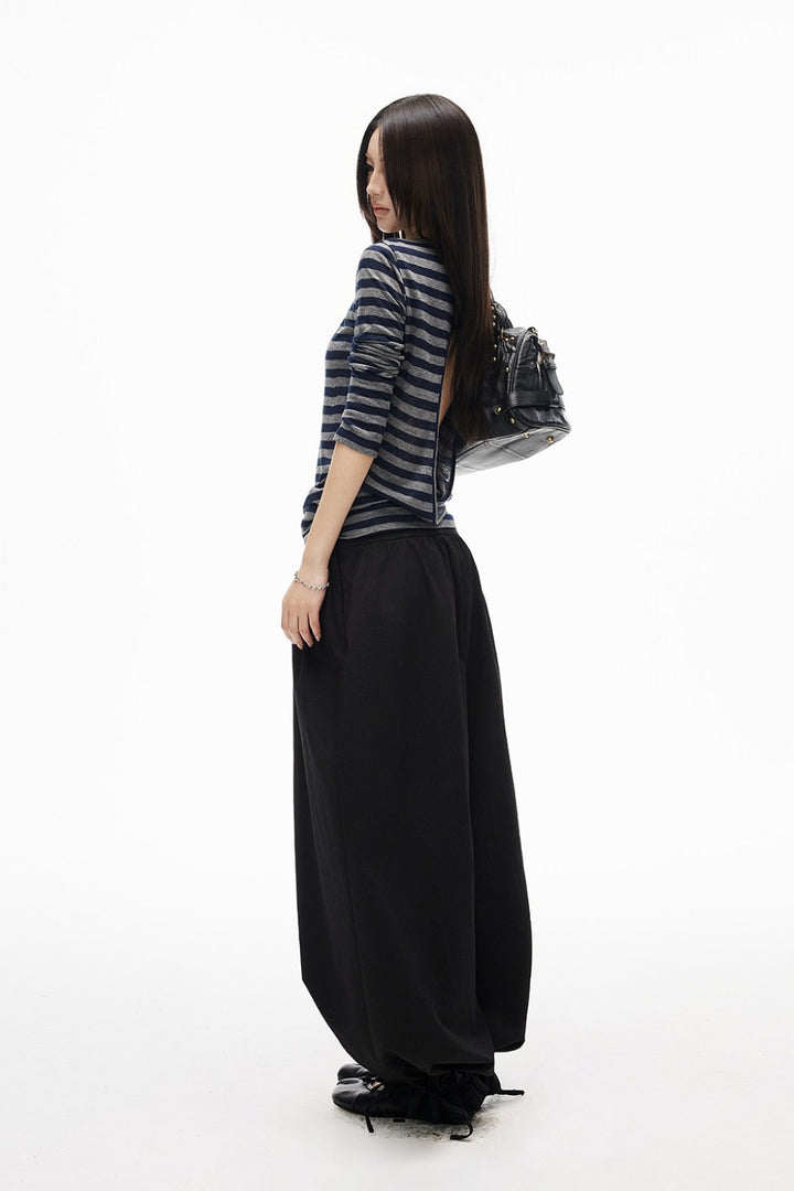 Noir Ribbon Harem Pants