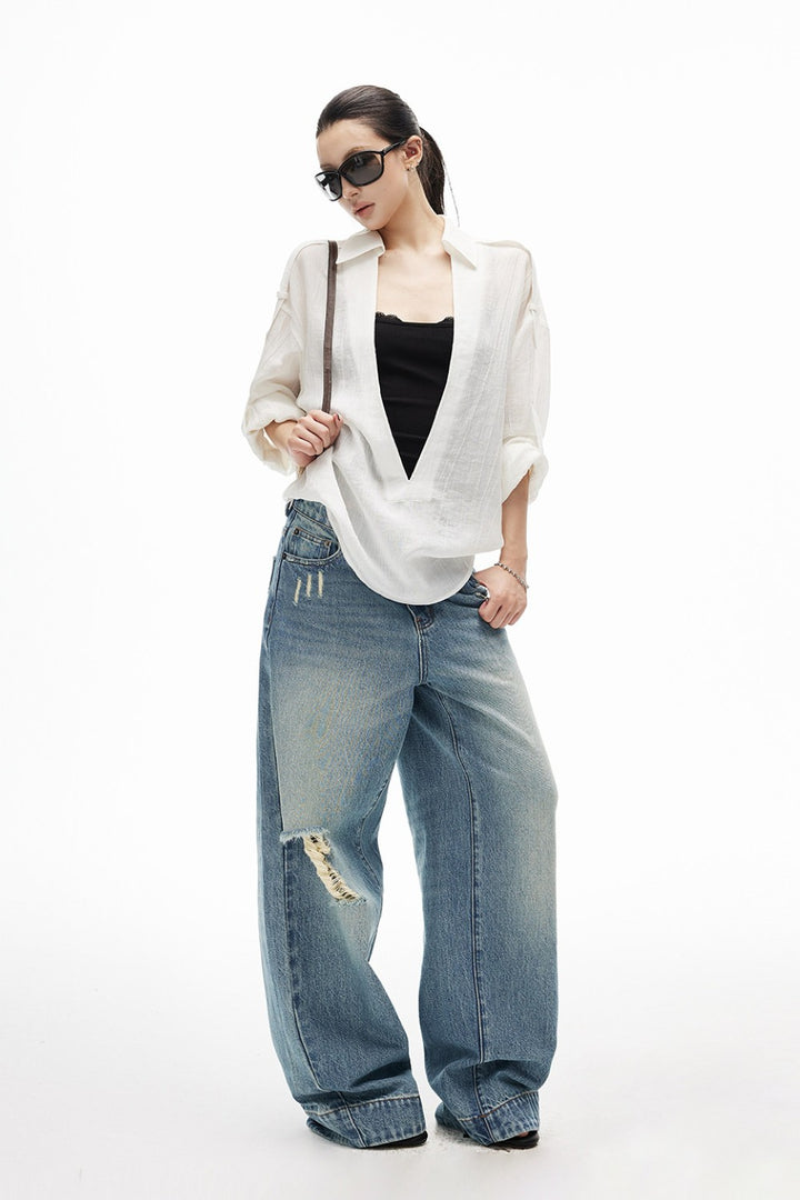 Nineties Fade Ripped Jeans